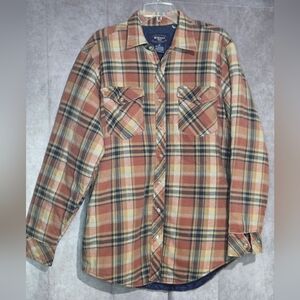 Vintage Western Pearl Snap Flannel Shirt L Tall Cowboy Ranch Workwear Shacket
